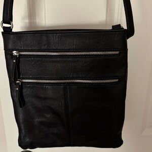 Black Leather Men's Crossbody Bag